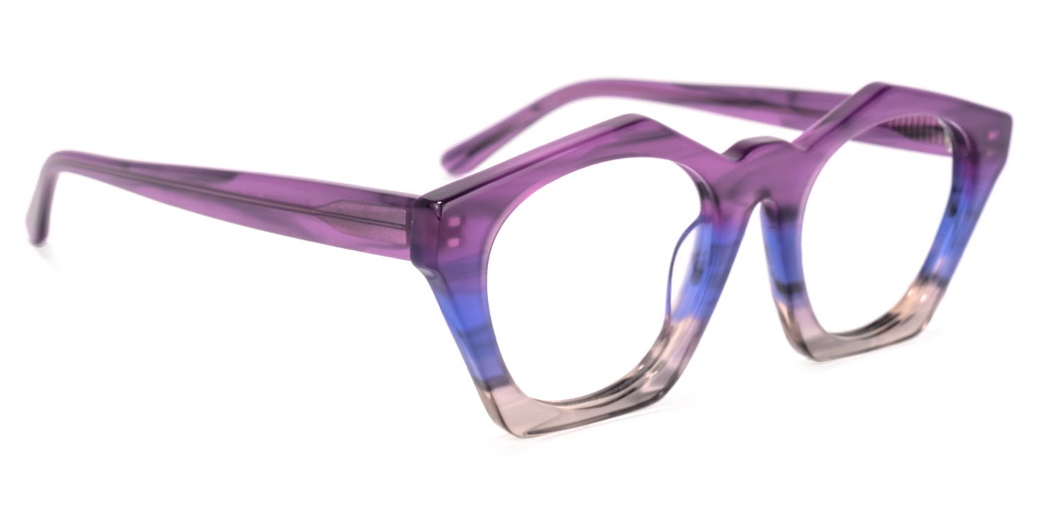Flores Geometric Purple-Gray Glasses | ZEELOOL Canada2