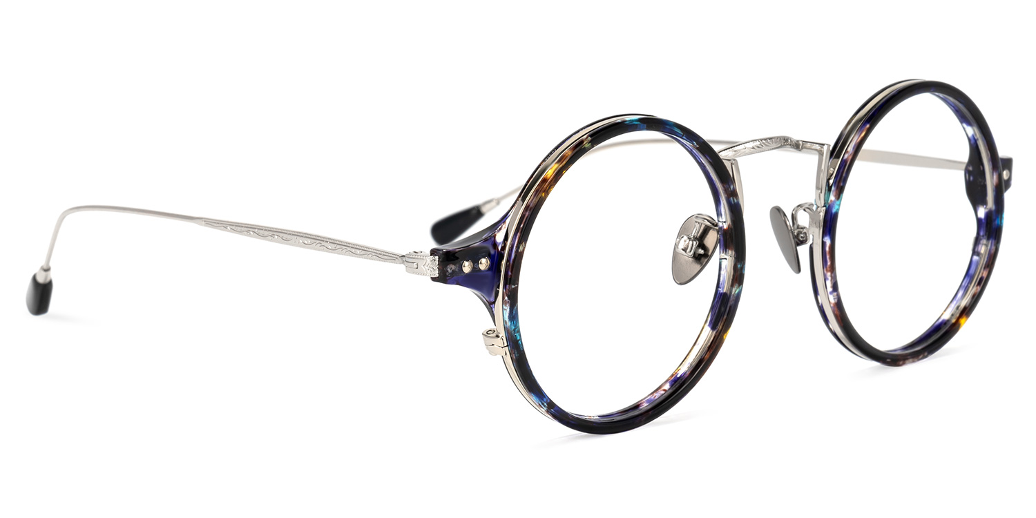 Ortiz Round Blue-Floral Glasses | ZEELOOL Canada2