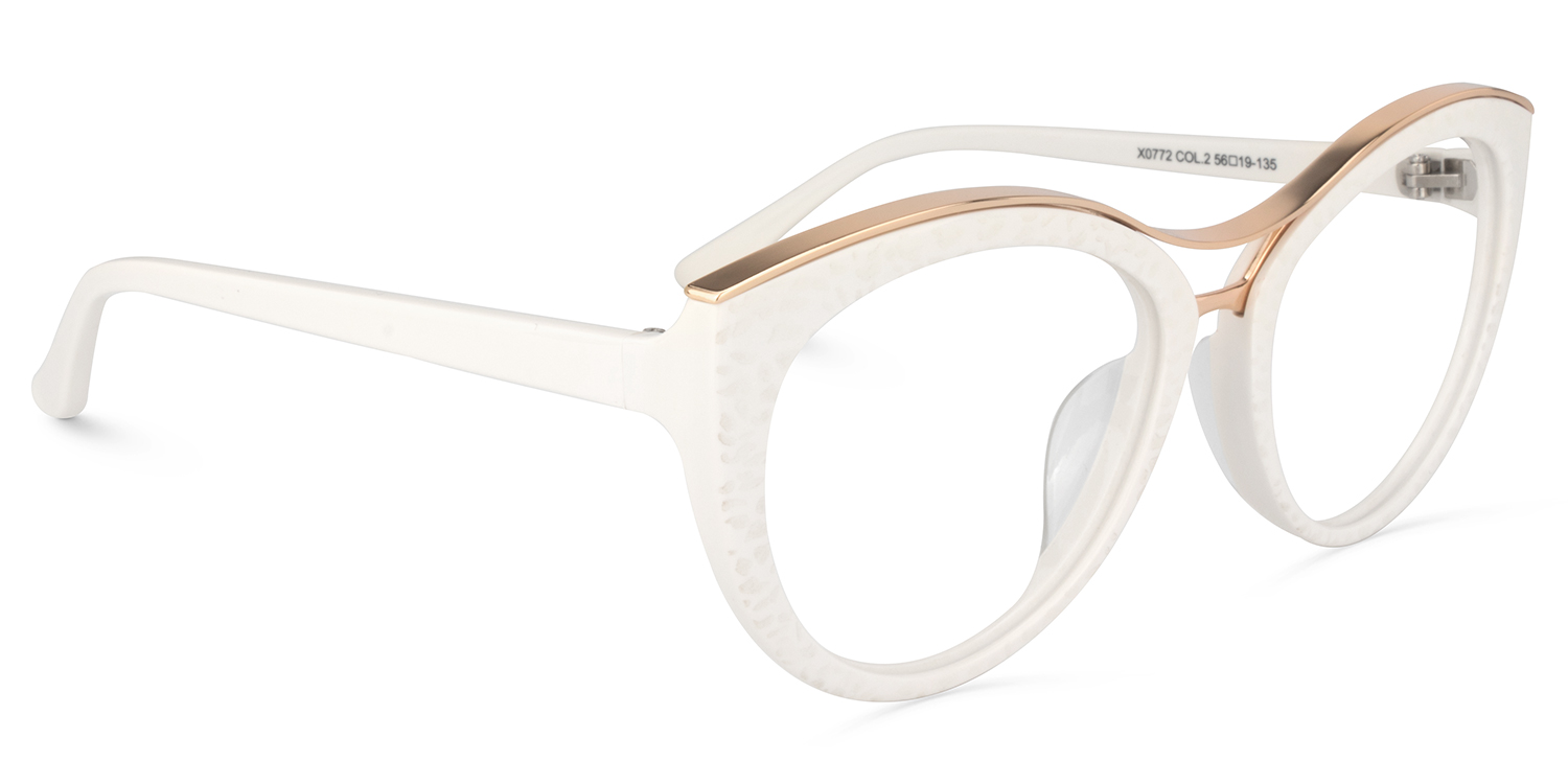 Carol Cateye White Frame Glasses | ZEELOOL Canada1