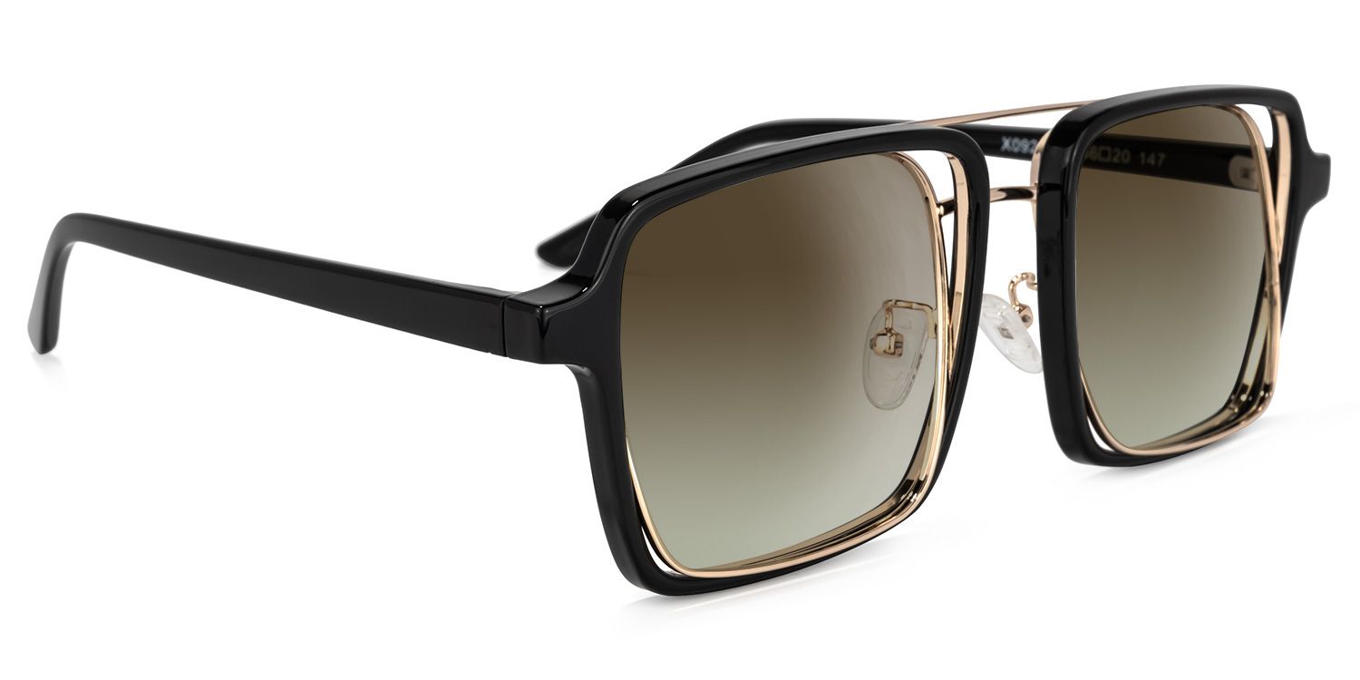 Nellie Aviator Black-Gold Full Rim Sunglasses | ZEELOOL CA1