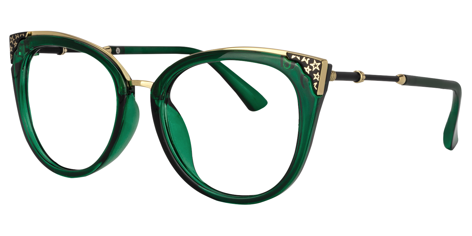 Dalton Cat Eye Dark Green Frame Glasses | ZEELOOL Canada1