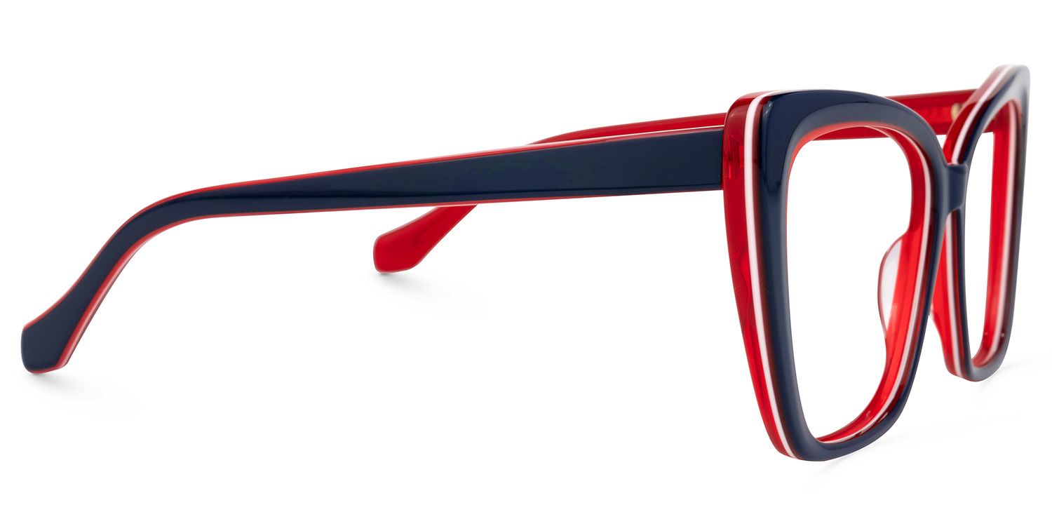 Shanell Butterfly Blue-Red Frame Glasses | ZEELOOL Canada2