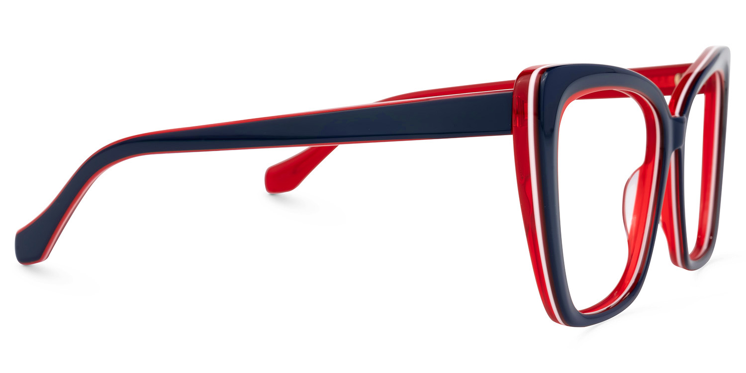 Shanell Butterfly Blue-Red Frame Glasses | ZEELOOL Canada2