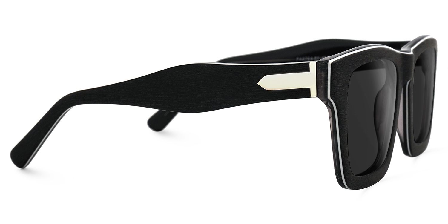 Riley Rectangle Sunglasses with Acetate Dark-Gray Frames | ZEELOOL CA2