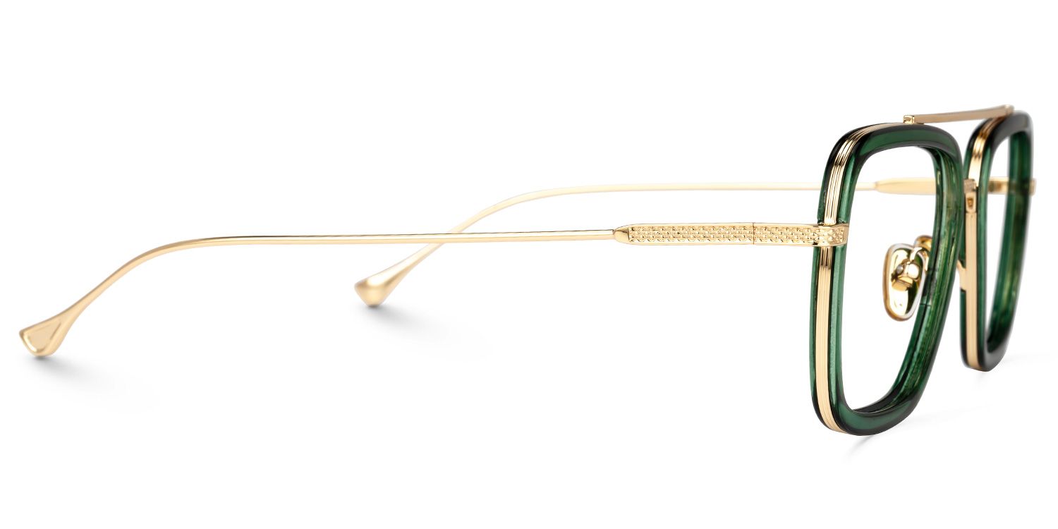 Gifford Rectangle Green Frame Glasses | ZEELOOL Canada2