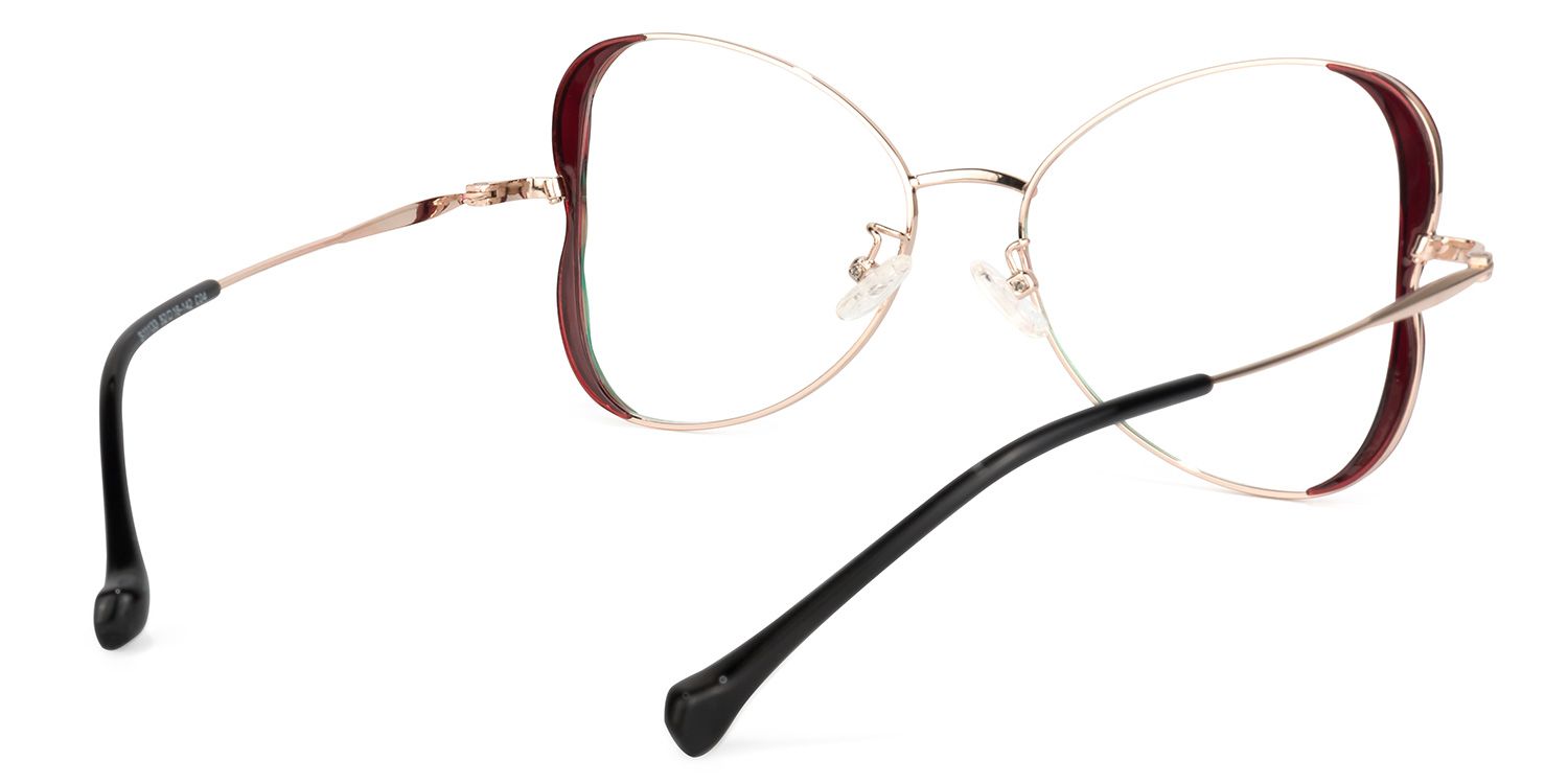 Edith Geometric Dark-Red Glasses | ZEELOOL Canada
