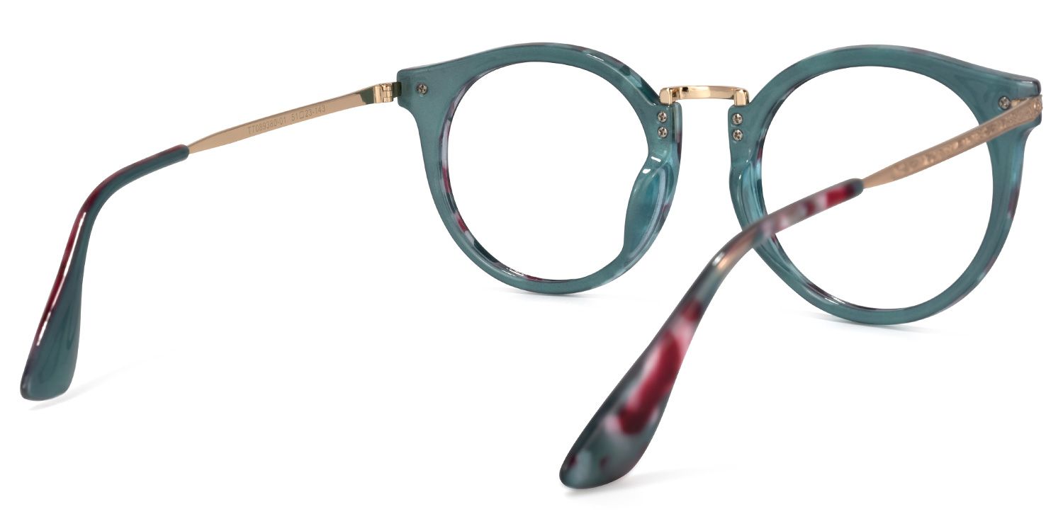 Quentina Round Blue Floral Frame Glasses | ZEELOOL Canada4