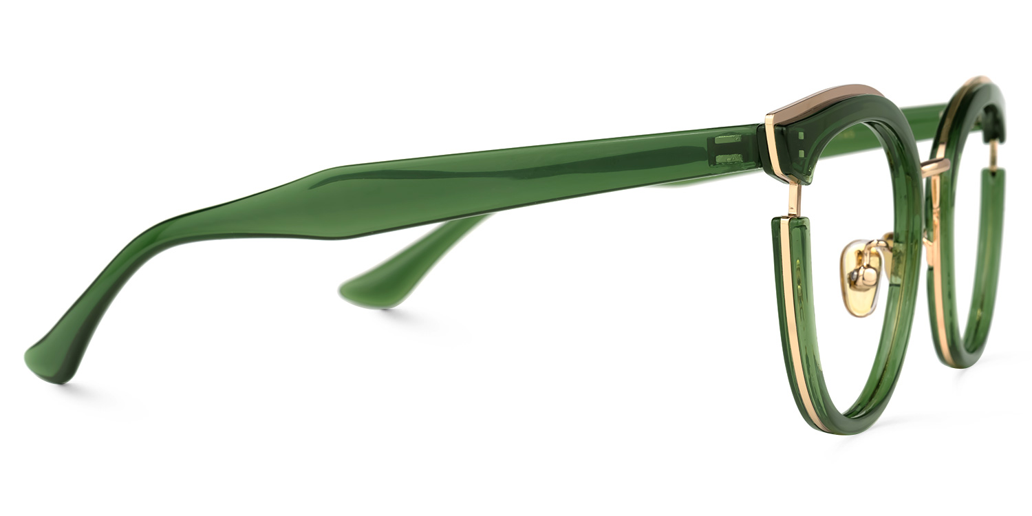 Laraine Cateye Green Eyeglasses & Metal Frames2