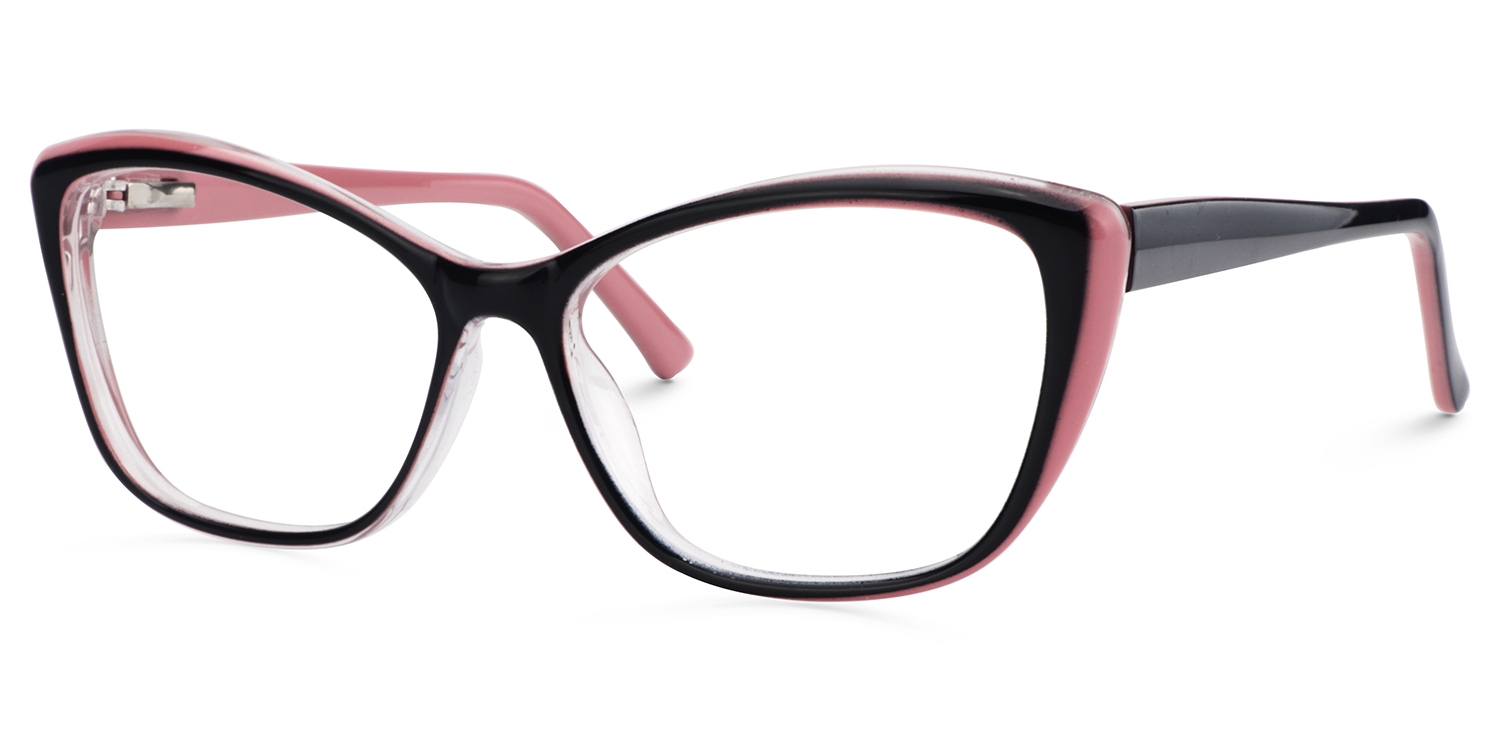 Fidelia Cat Eye Black and Pink Frame Glasses | Zeelool3