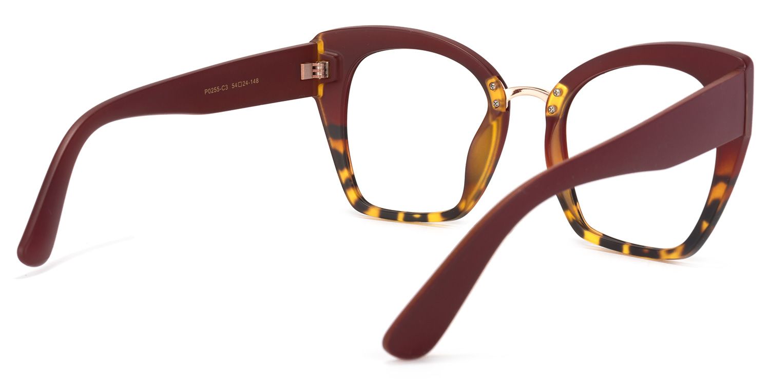 Denis Cat Eye Red Glasses with Two-Tone Frames4