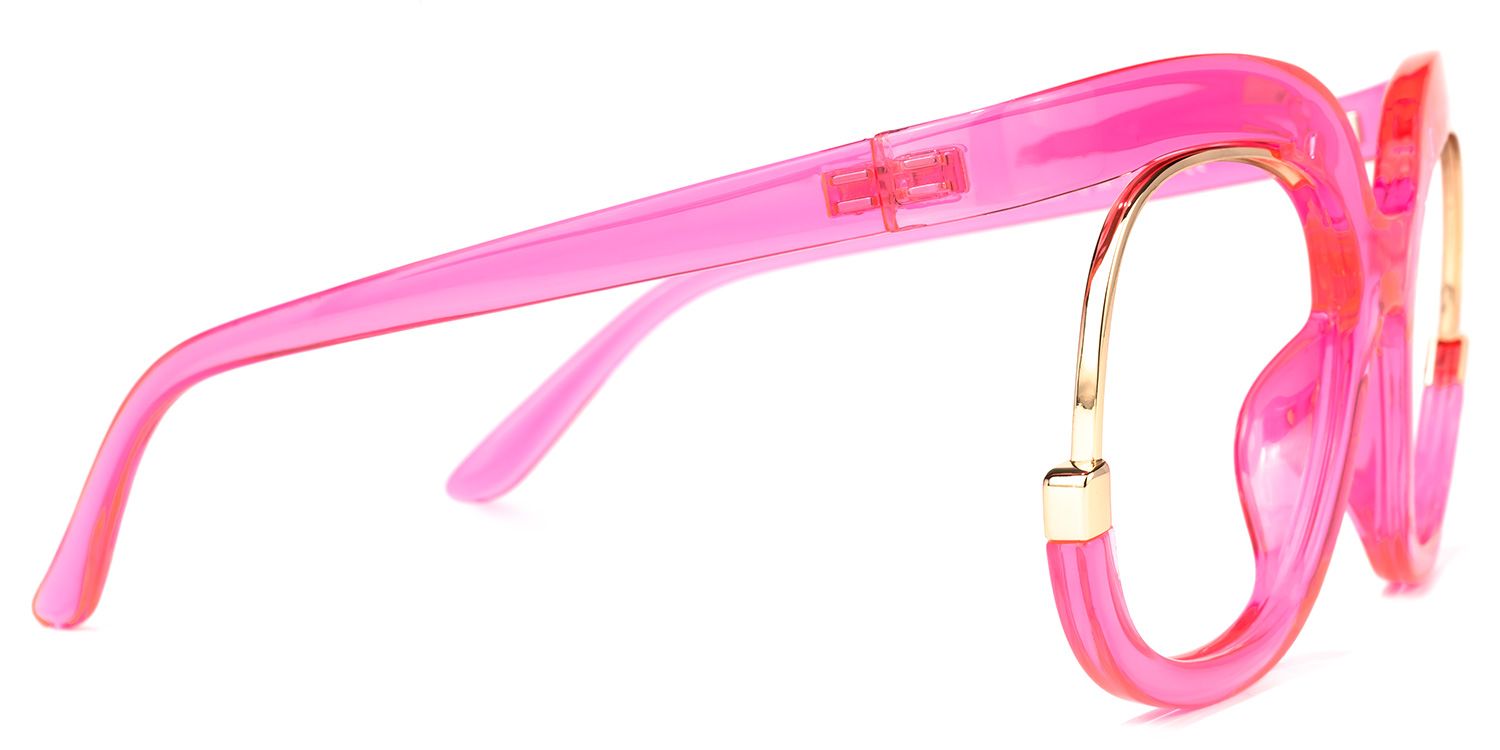 Darice Pink Round Transparent Semi-Frame Glasses | ZEELOOL Canada2