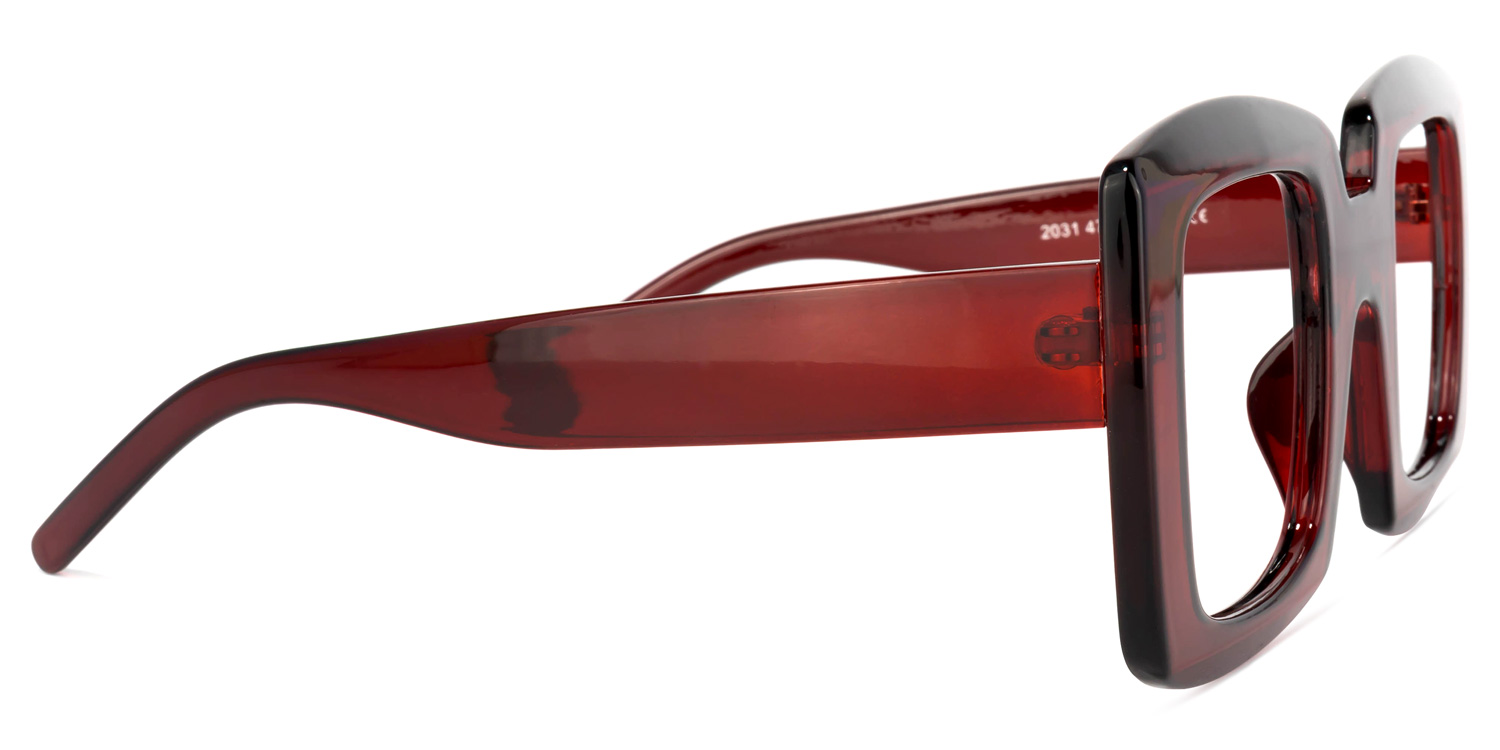 Quincey Square Dark-Red Glasses | ZEELOOL Canada3