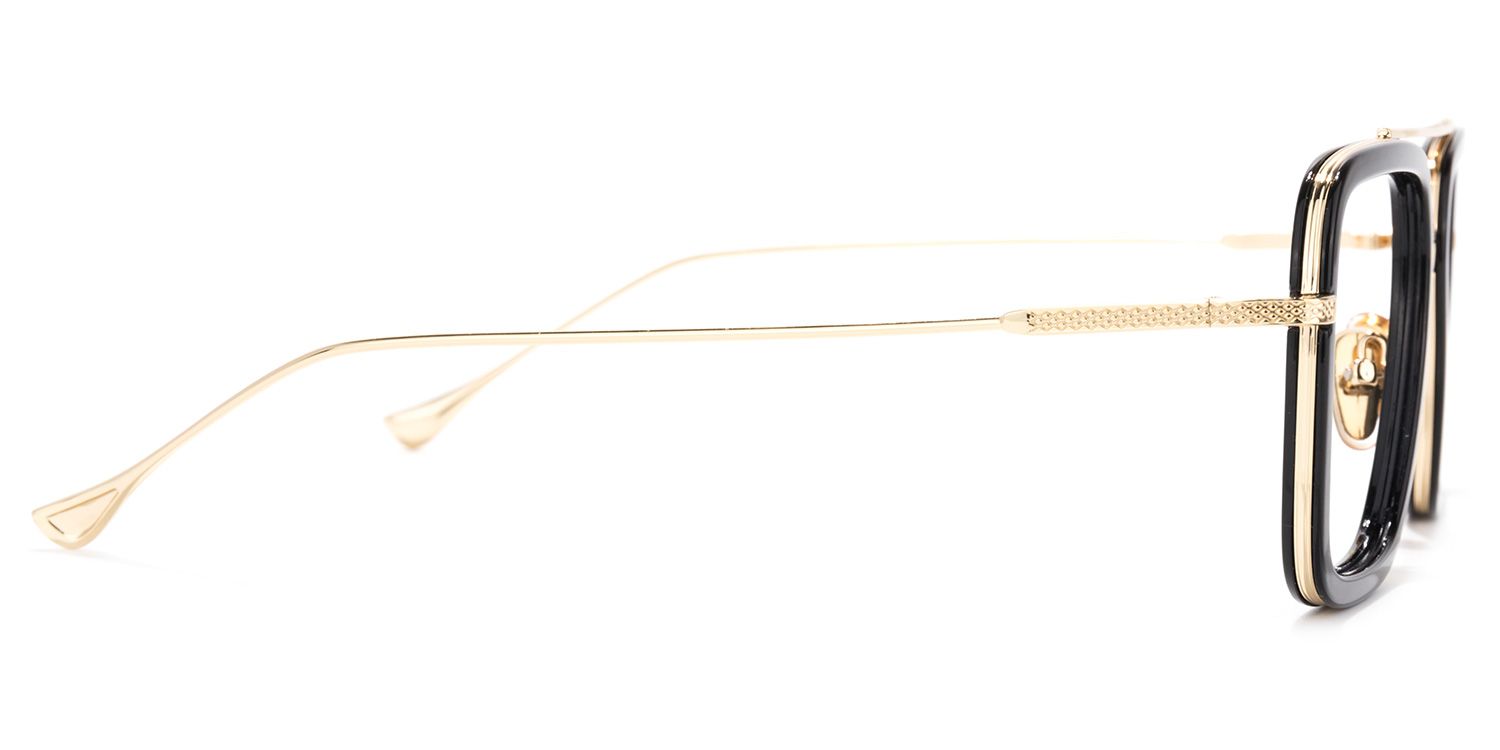 Gifford Aviator Black Frame Glasses with Gold Trim3