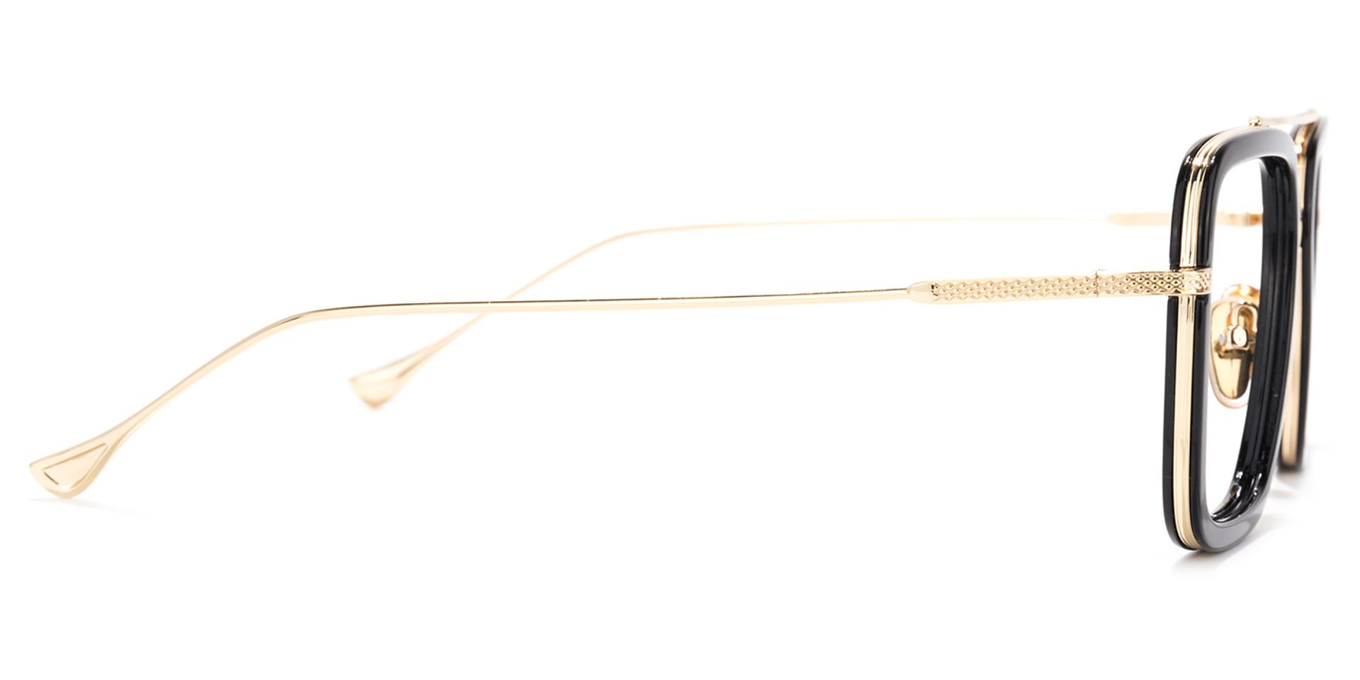 Gifford Aviator Black Frame Glasses with Gold Trim3