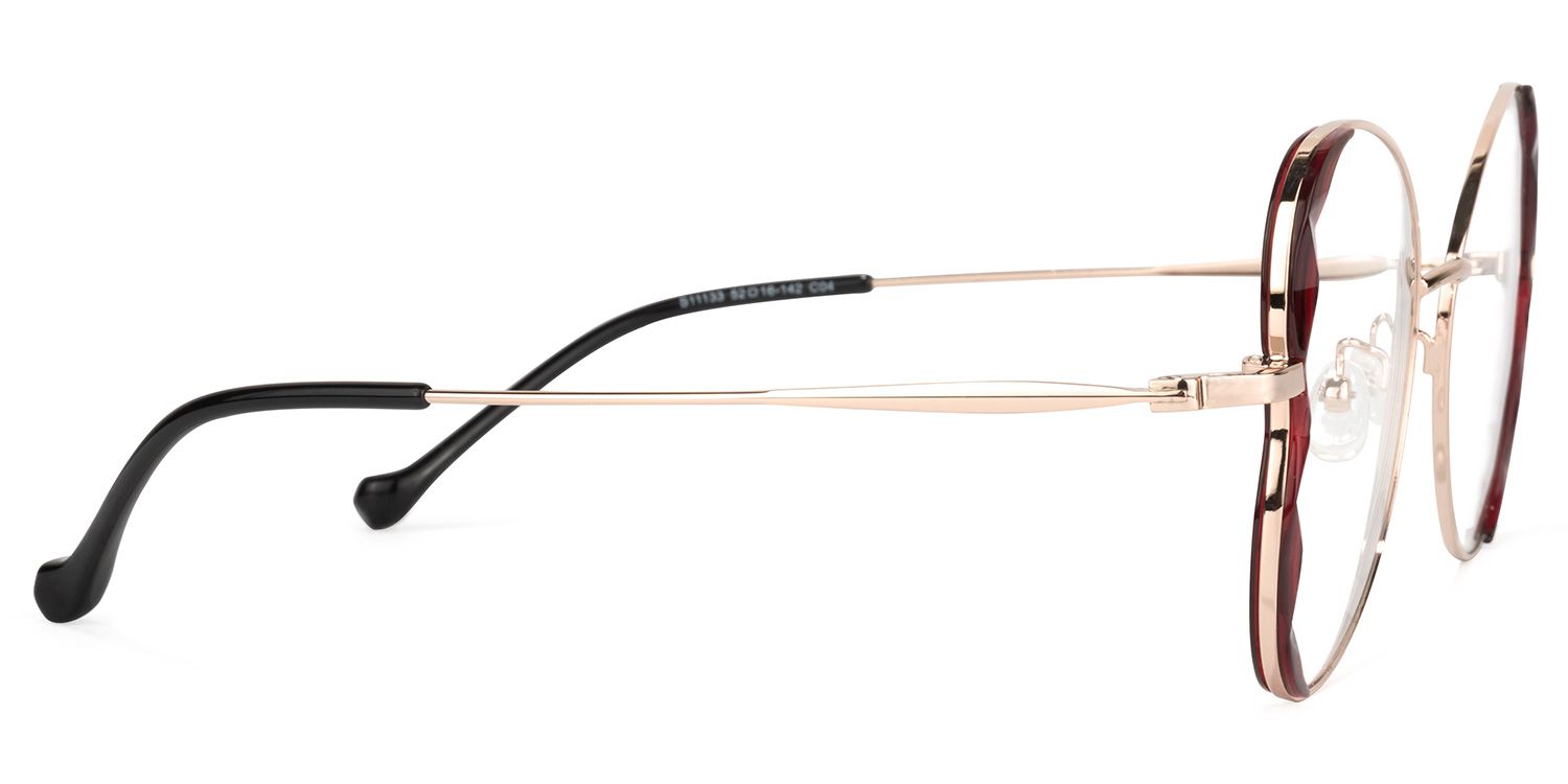 Edith Geometric Dark-Red Glasses | ZEELOOL Canada