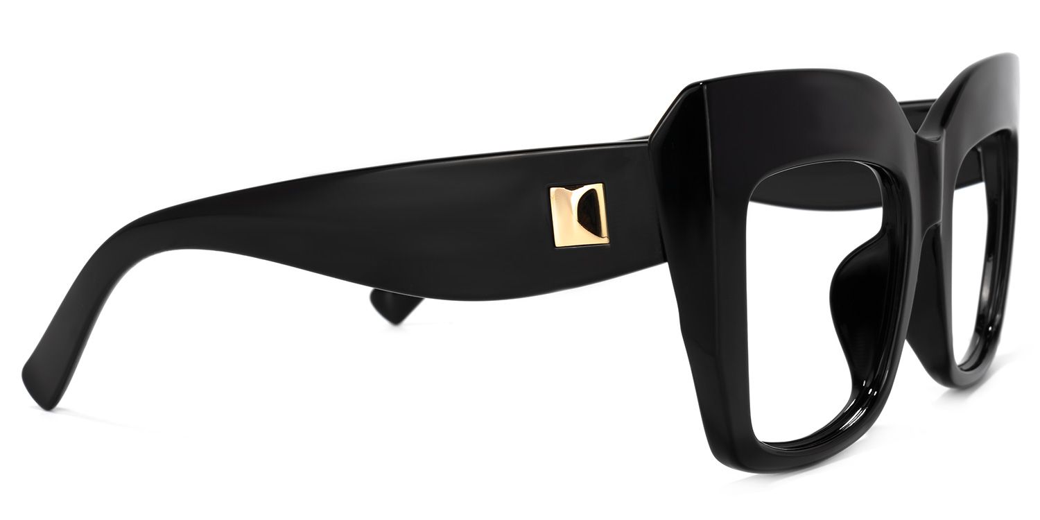 Alberta Cat Eye Black Oversized Thick Frame Glasses3