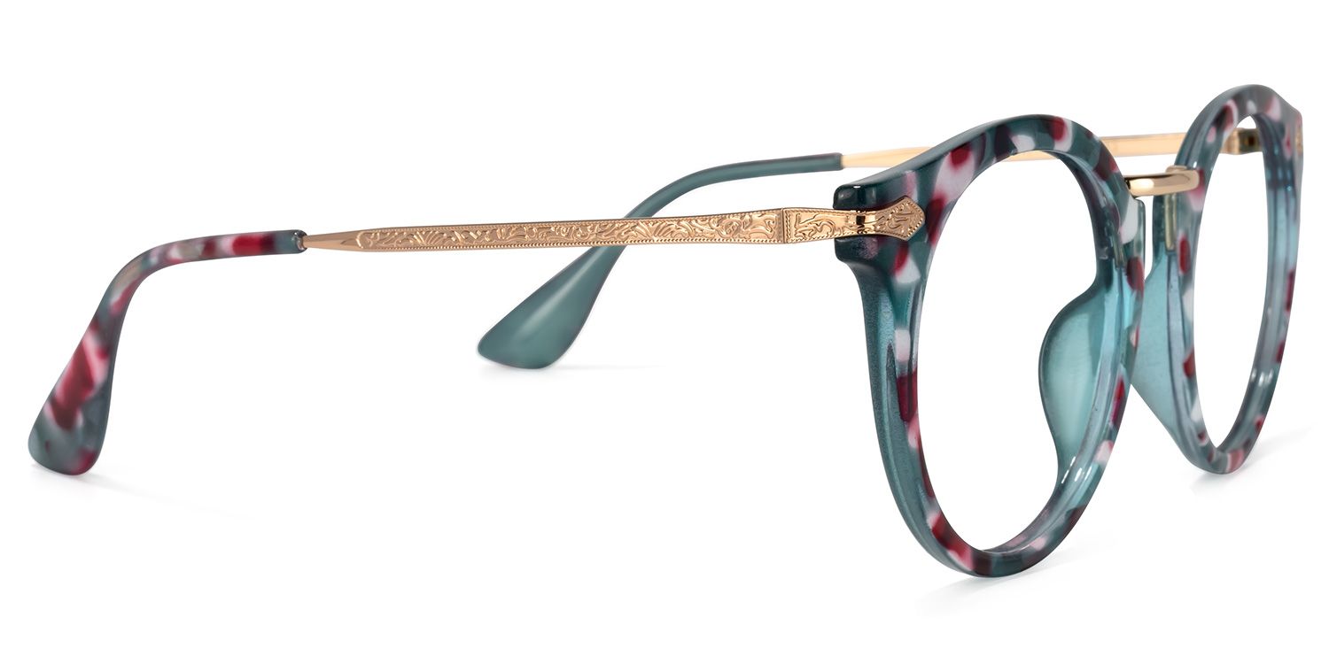 Quentina Round Blue Floral Frame Glasses | ZEELOOL Canada3