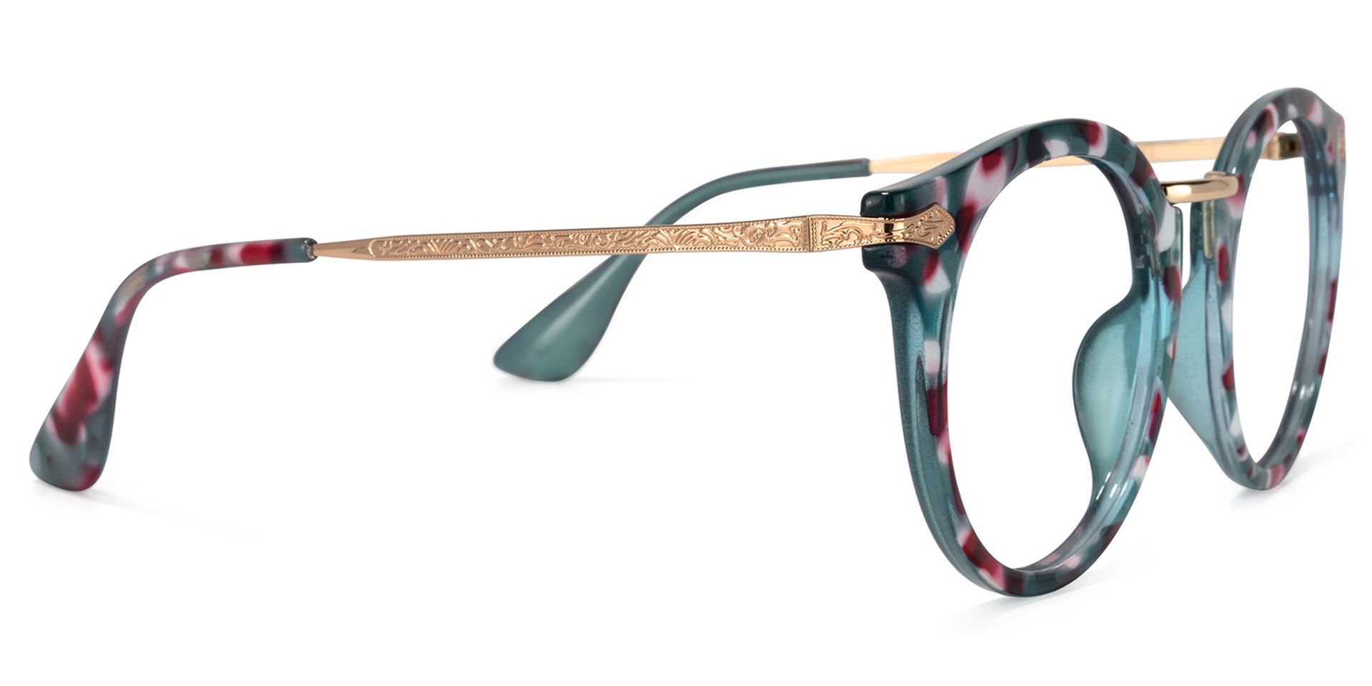 Quentina Round Blue Floral Frame Glasses | ZEELOOL Canada3