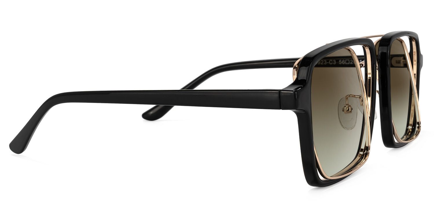 Nellie Aviator Black-Gold Full Rim Sunglasses | ZEELOOL CA2