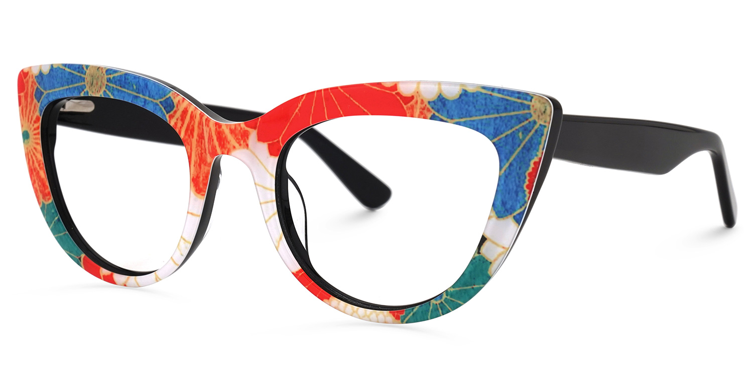 Makie Cateye Blue-Floral Glasses | ZEELOOL Canada1