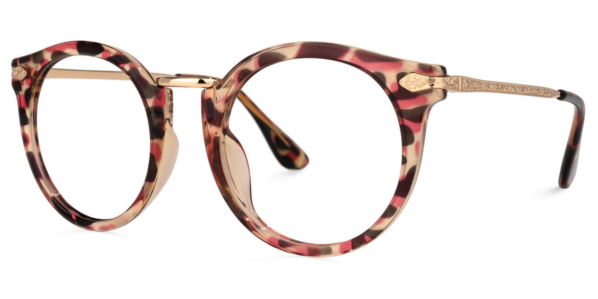 Quentina Round Red-Floral Frame Glasses | ZEELOOL Canada1