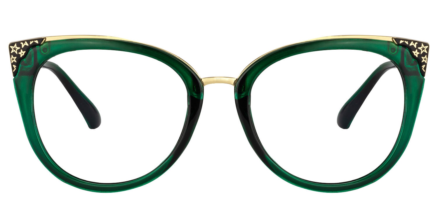 Dalton Cat Eye Dark Green Frame Glasses | ZEELOOL Canada0