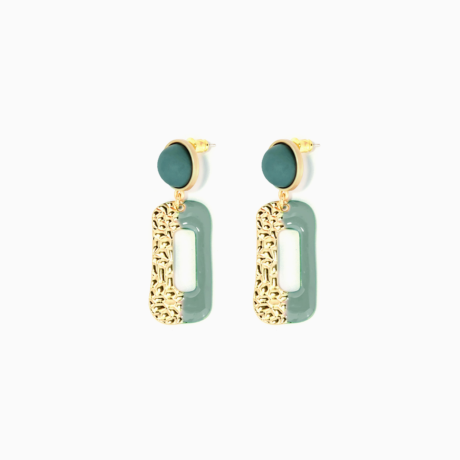 Stylish Rectangle Blue-Gold Earrings | ZEELOOL Canada1