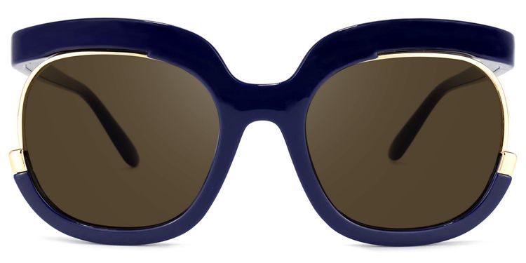 Darice Round Dark-Blue Sunglasses