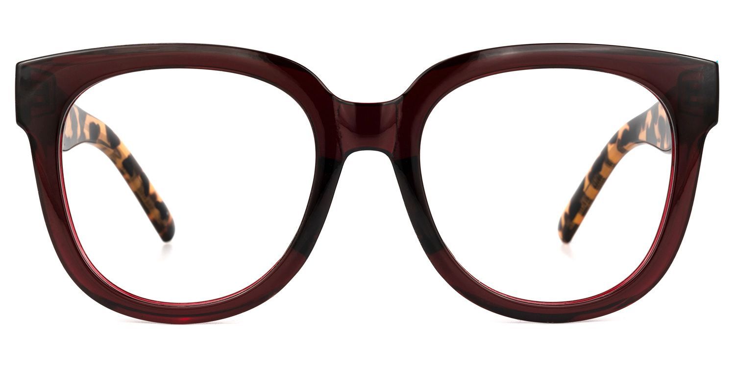 Harrell Square Eyeglasses with Dark-Red Frame