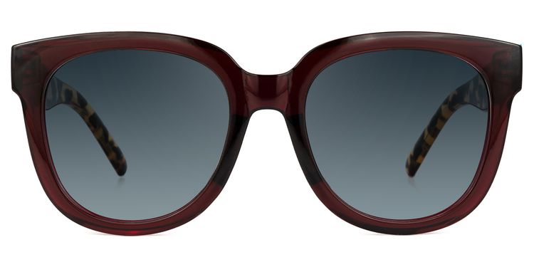 Harrell Square Dark-Red Sunglasses
