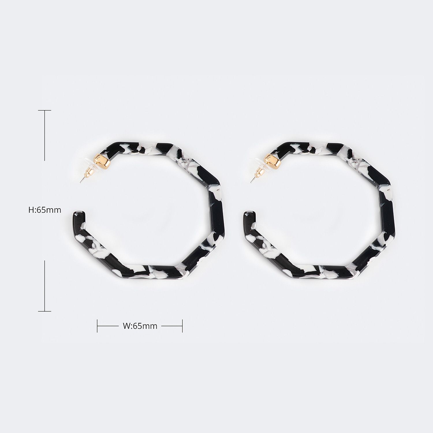 Vintage Octagon Shaped Black Earrings | ZEELOOL Canada2