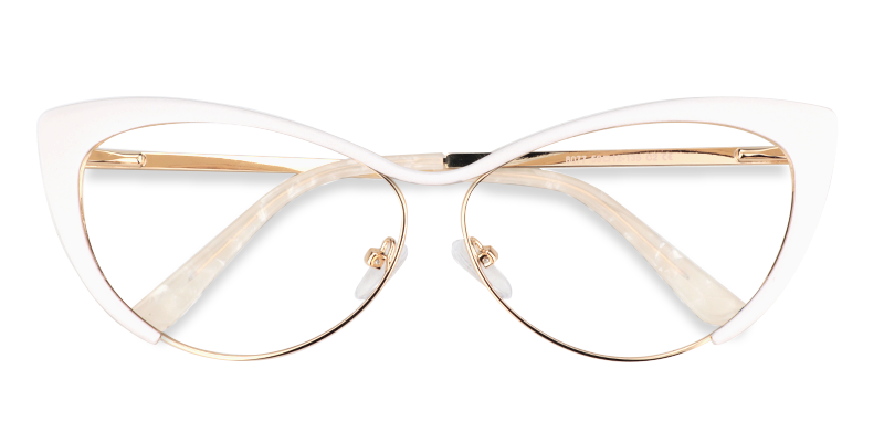 Ellen Cateye White Wire Frame Glasses and Eyeglasses1