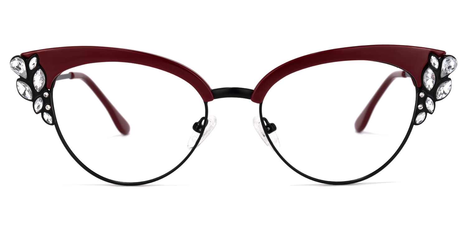 Hearn Cat Eye Dark-Red Glasses | ZEELOOL Canada0