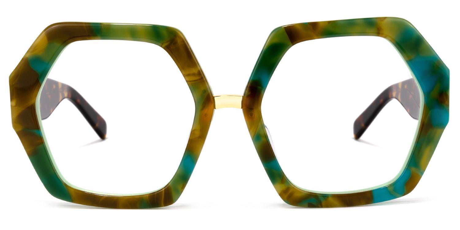 Otero Geometric Green-Yellow Glasses | ZEELOOL Canada0
