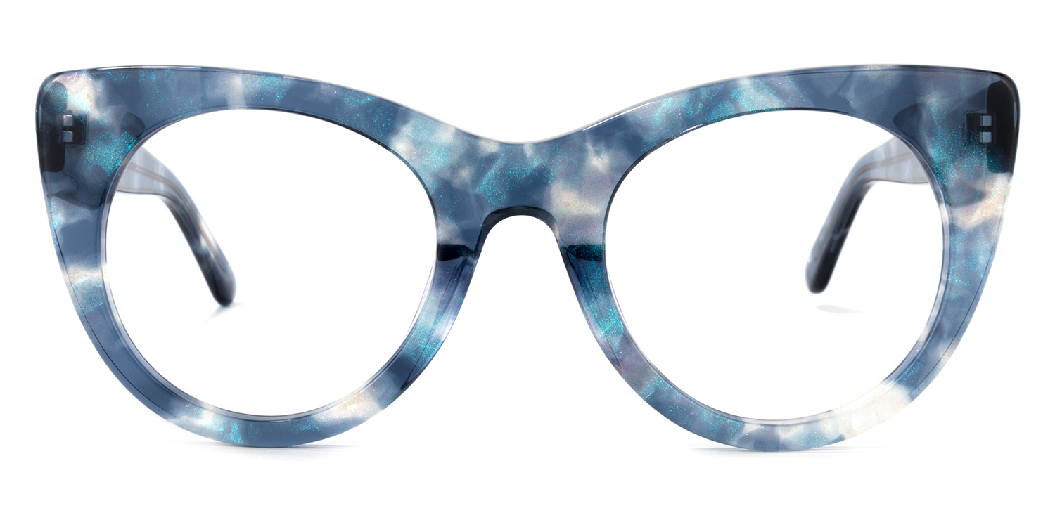 Starry Cateye Blue Glasses0
