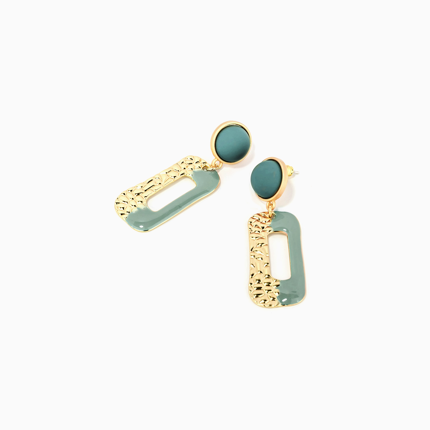 Stylish Rectangle Blue-Gold Earrings0