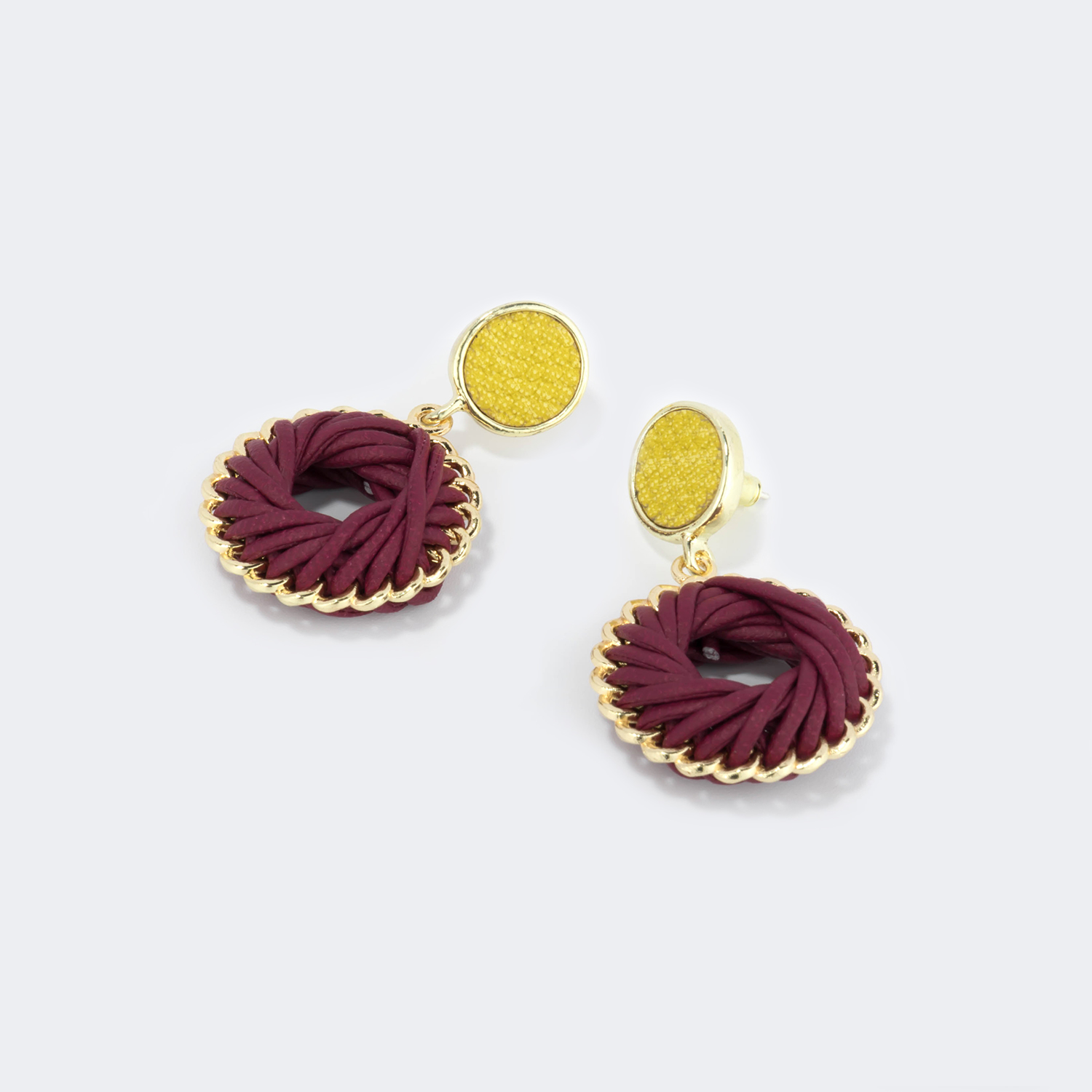 Stylish Weave Dark-Red Earrings | ZEELOOL Canada0