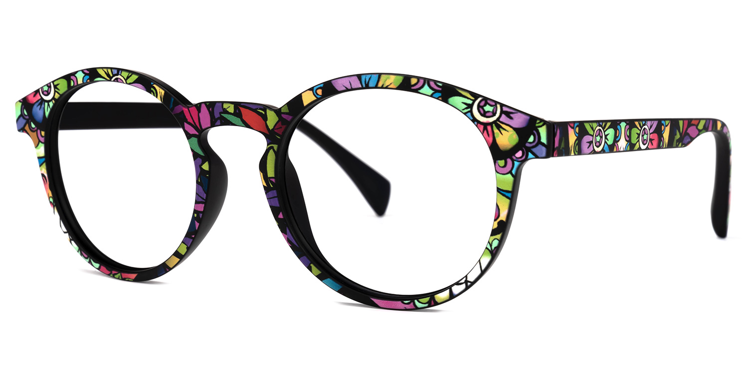 Street-Artist Round Purple-Floral Glasses1
