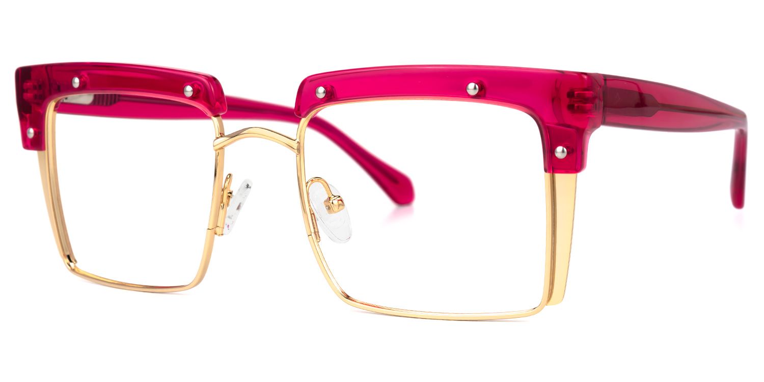Kiana Square Bright-Pink Frame Glasses | Zeelool1