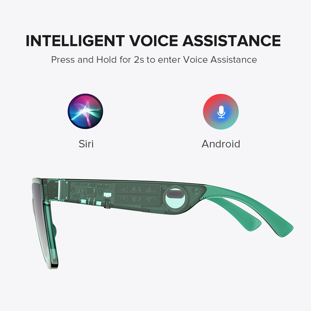Boman Square Green Bluetooth Sunglasses | ZEELOOL Canada5