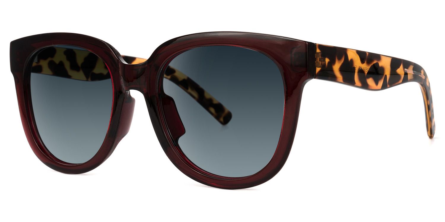 Harrell Square Dark-Red Full Rim Sunglasses | ZEELOOL CA1