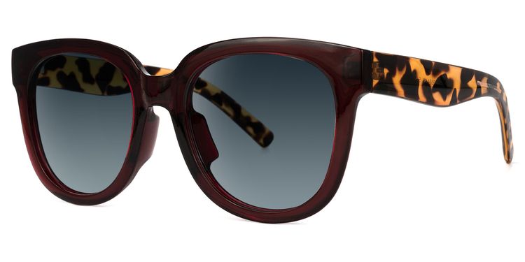 Harrell Square Dark-Red Sunglasses
