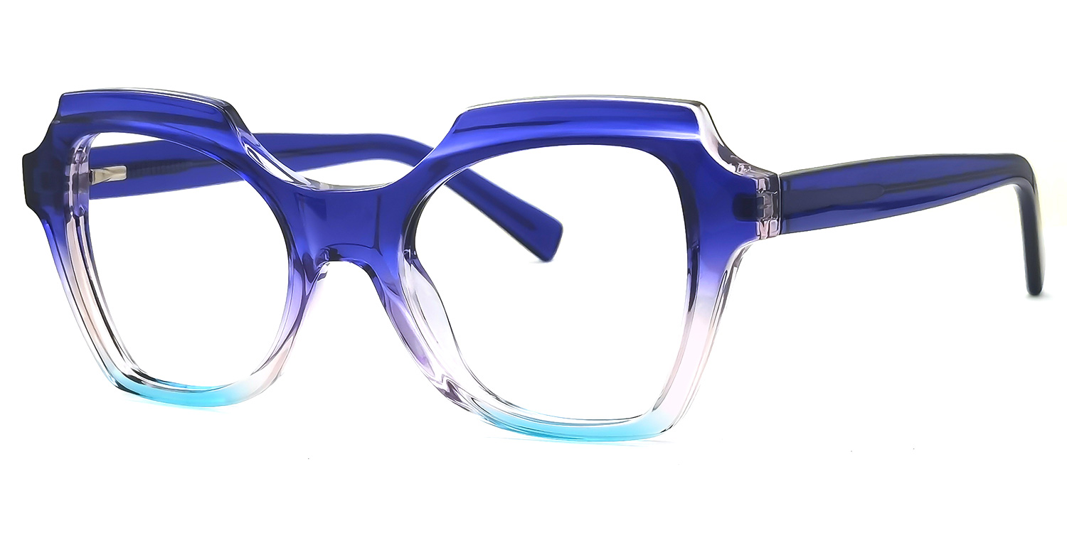 Caamir Geometric Blue Glasses | ZEELOOL Canada1