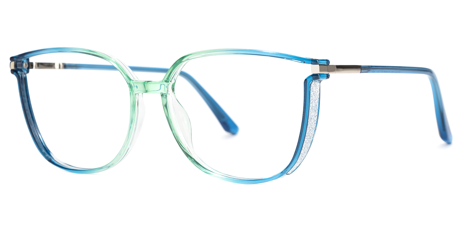 ZEELOOL Rodz Square Blue-Green Glasses