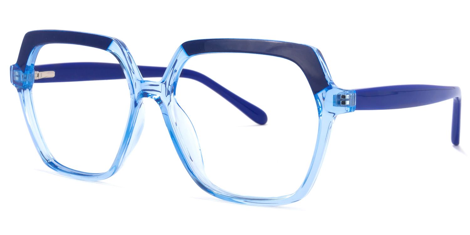 Norah Geometric Light-Blue Glasses | ZEELOOL Canada1