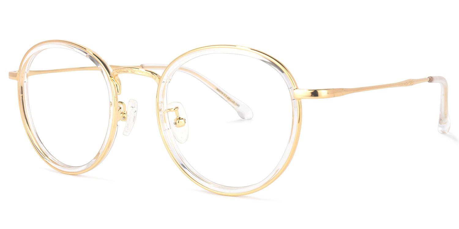 Yahya Round Gold-Clear Glasses | ZEELOOL Canada1