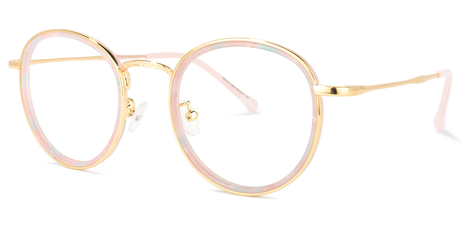 Yahya Round Gold-Pink Glasses | ZEELOOL Canada1