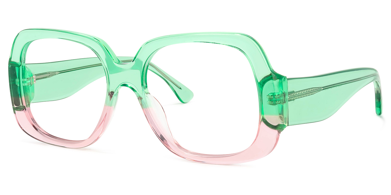 Erkrath Square Green-Pink Glasses | ZEELOOL Canada1