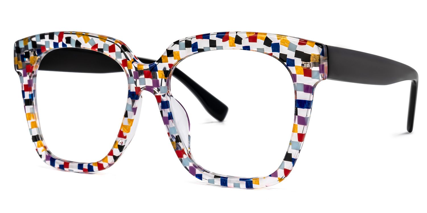 Xion Square Colorful-Point Eyeglasses | Zeelool Optical1