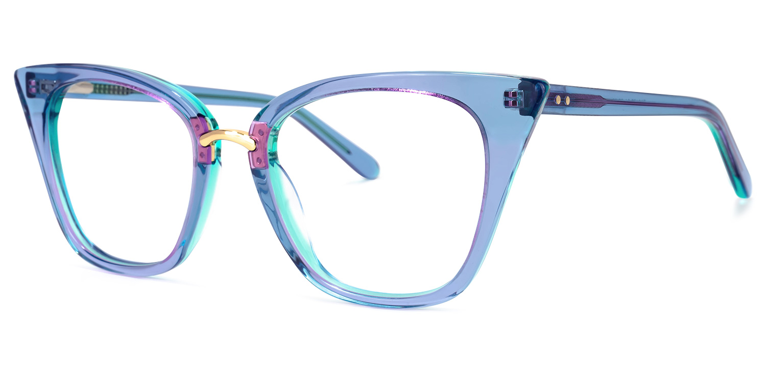 Martha Cat Eye Light-Blue Glasses | ZEELOOL Canada1
